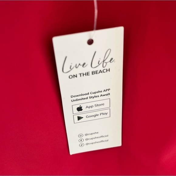 New One Piece High Neck Tummy Control Red & Pink Bathing Suit - Picture 6 of 8